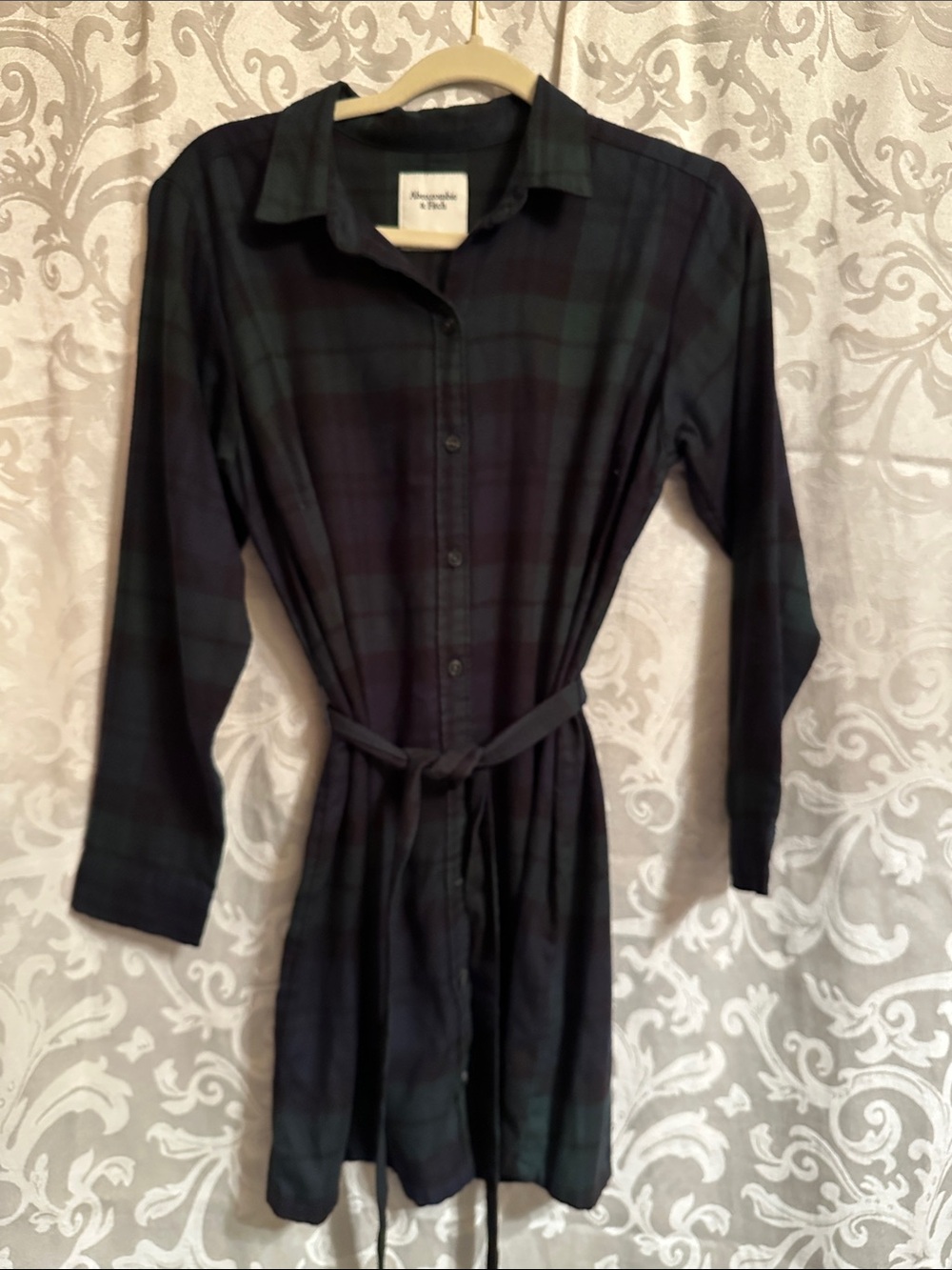 Abercrombie & Fitch Blackwatch Plaid Button-Front Shirt Dress - Black & Green